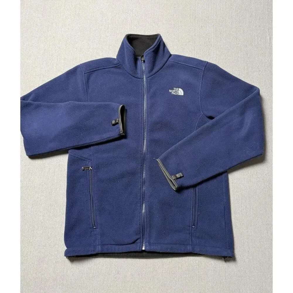 The North Face Jacket Mens M Blue Full Zip Fleece Sweater Outdoors Casual